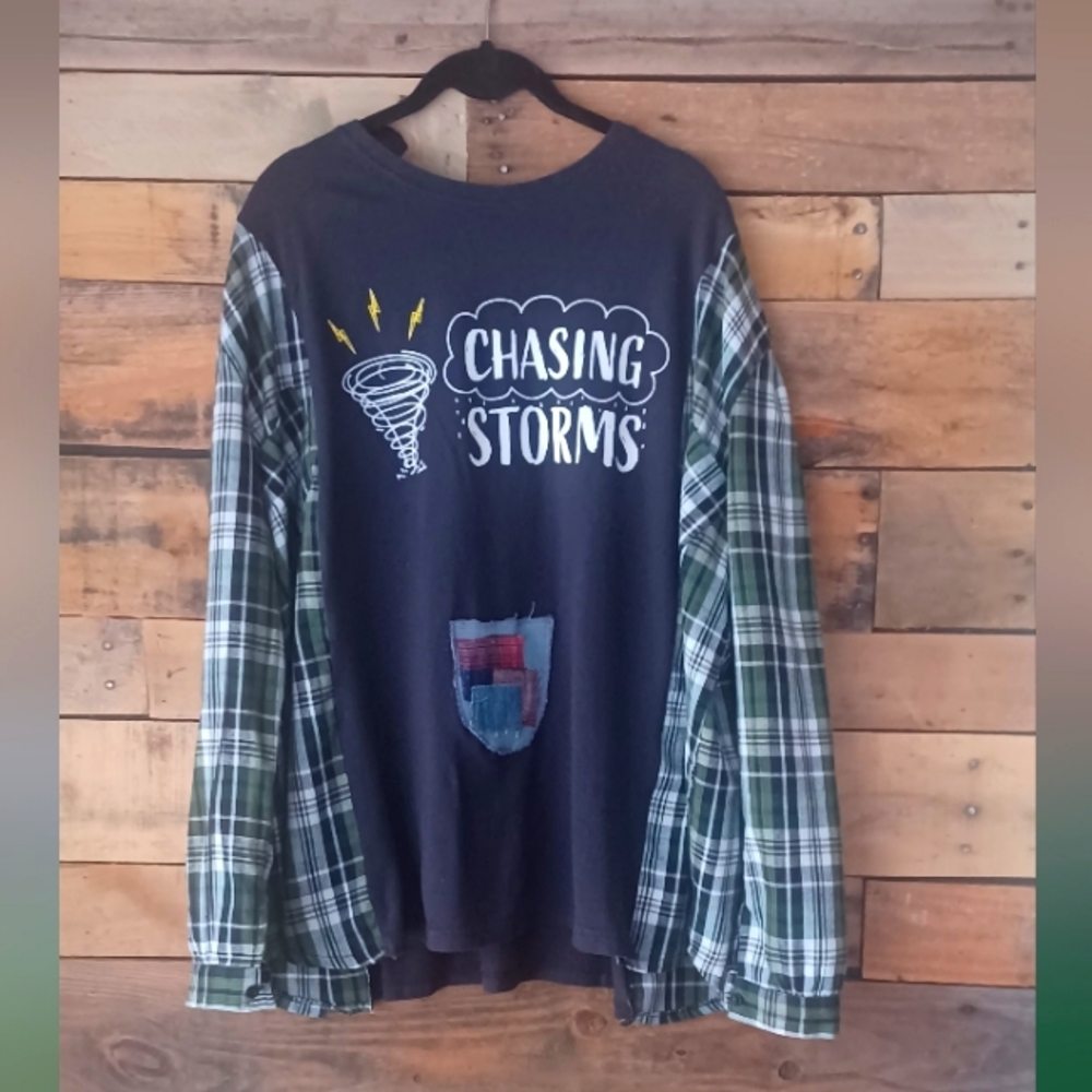 Upcycled Chasing Storms Graphic Long Sleeve Shirt